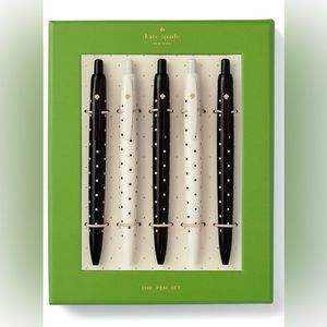 NIB Kate Spade Black Dot Pen Set